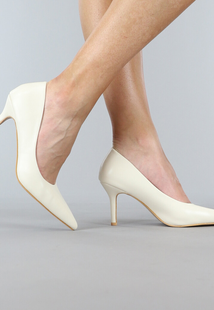 Lage Beige Lederlook Pumps