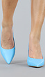 Lage Blauwe Lederlook Pumps