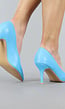 Lage Blauwe Lederlook Pumps