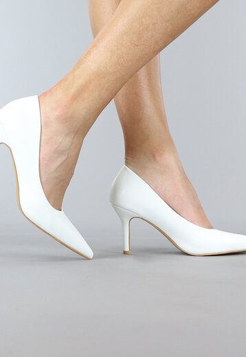 OP=OP.16.S Lage Witte Lederlook Pumps