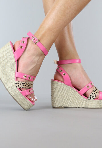 BF2023 Roze Sleehakken met Cheetah Print