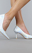 Lage Zilveren Holografische Lederlook Pumps