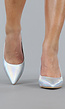 Lage Zilveren Holografische Lederlook Pumps