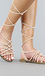 Nude Suedèlook Wikkel Sandalen