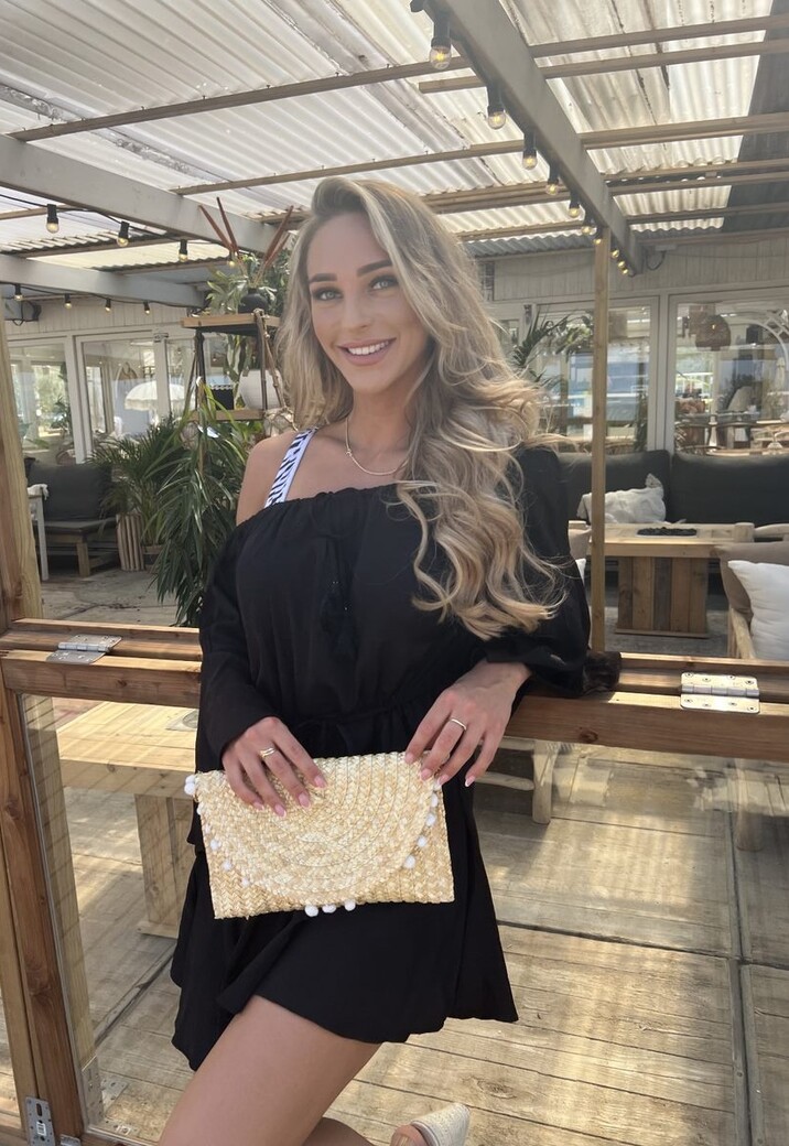 Zwarte Flowy Ibiza Style Off-Shoulder Playsuit