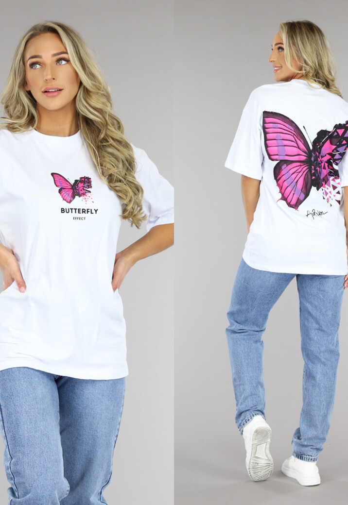 Wit Vlinder T-Shirt