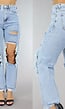 Damaged Denim Straight Leg Jeans