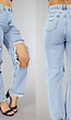 Damaged Denim Straight Leg Jeans