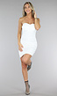 Witte Strapless Jurk met Scrunch Detail