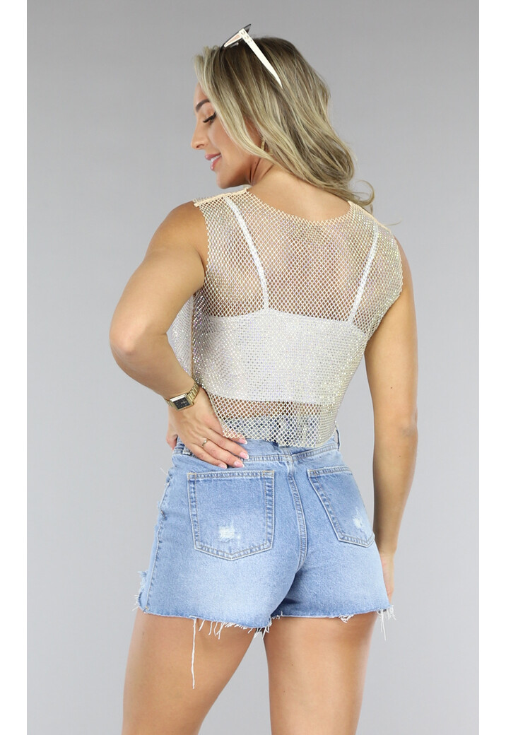 Beige Glitter Tank Top Uwantisell.nl