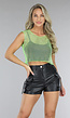 Groene Fishnet Glitter Tank Top