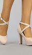 Beige Lederlook Pumps met Enkelbandje