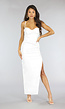 Lange Witte Satin Jurk met Split