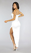 Lange Witte Satin Jurk met Split