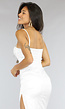 Lange Witte Satin Jurk met Split