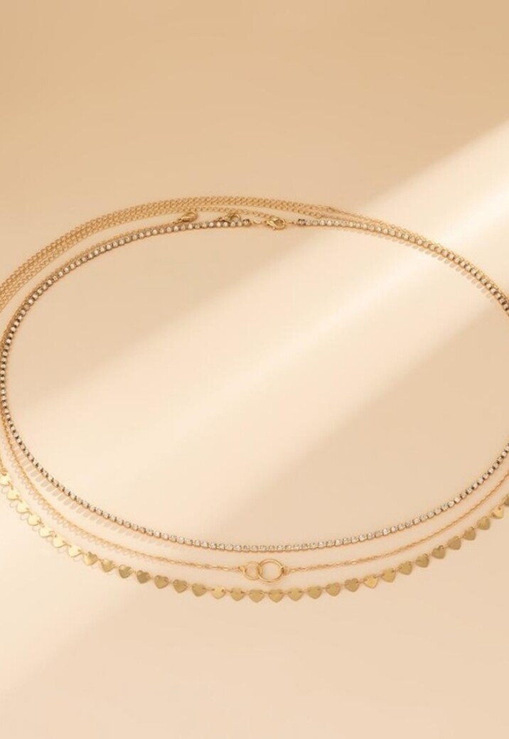 Gouden Bodychain met Hartjes 3 Pack