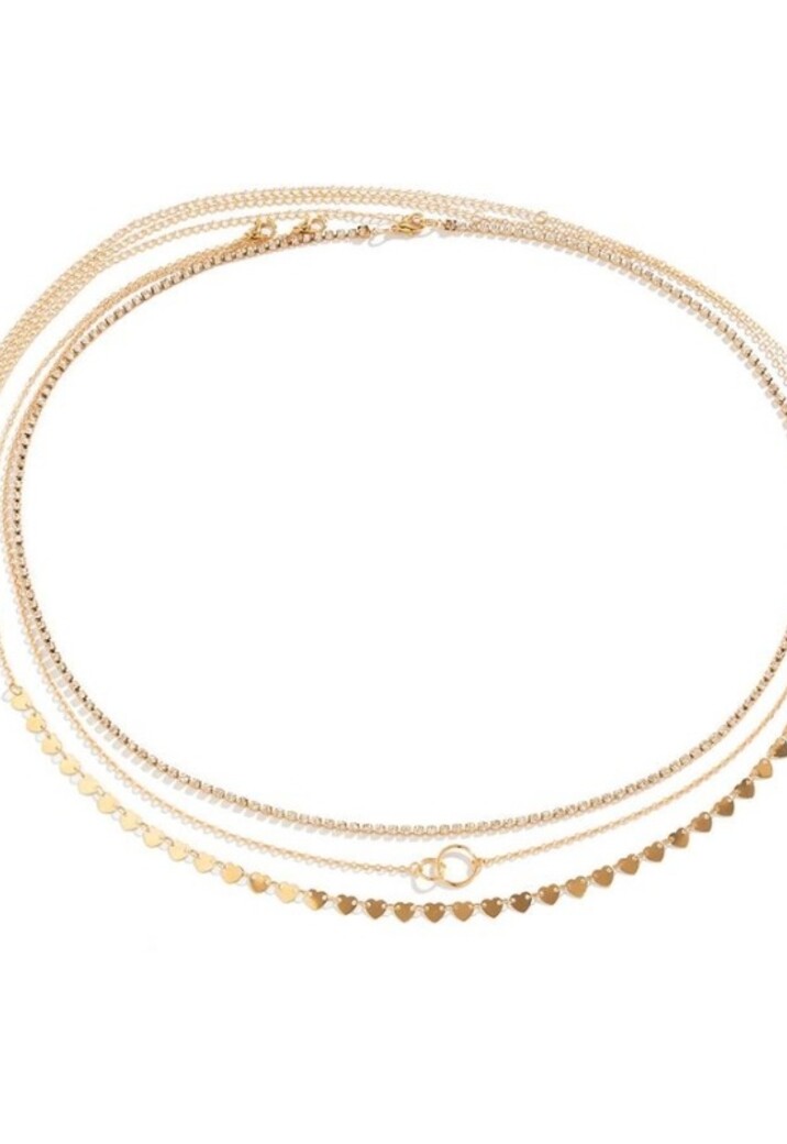 Gouden Bodychain met Hartjes 3 Pack