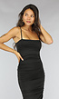 Zwarte Geplooide Bodycon Jurk