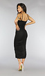 Zwarte Geplooide Bodycon Jurk