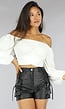 Wit Off Shoulder Topje met Pofmouwen