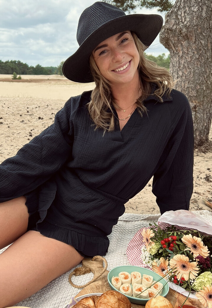 Zwarte Basic Strand Hoed