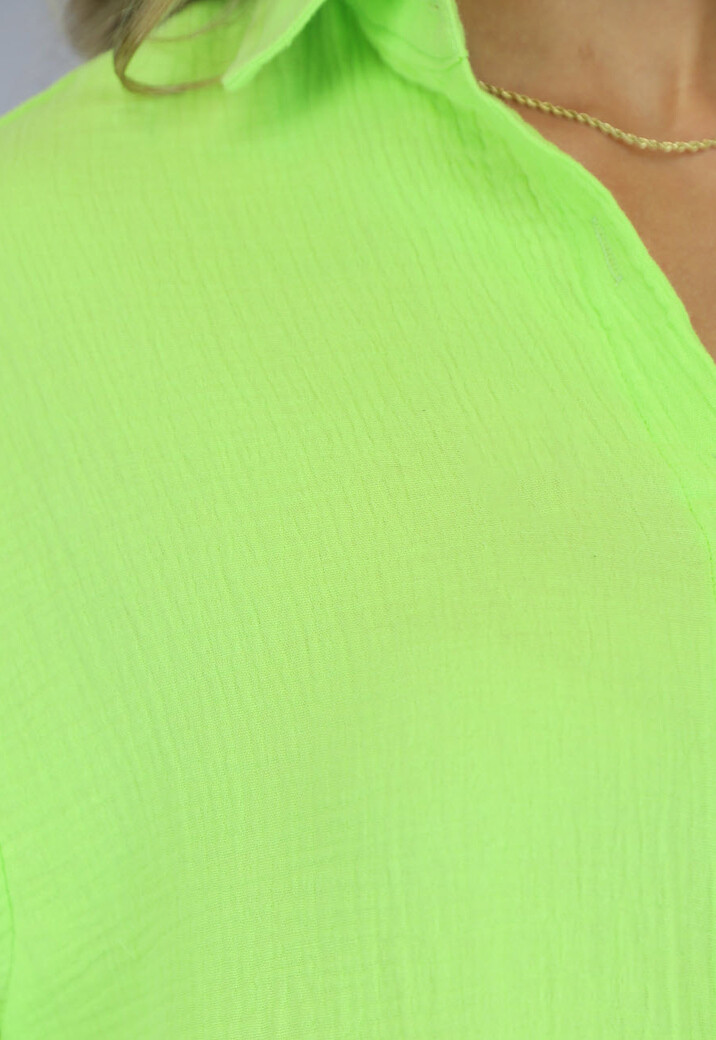 Neon Groene Blousejurk van Mousseline met Riem