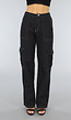 Tall Zwarte Baggy Cargo Broek met Witte Stiknaden