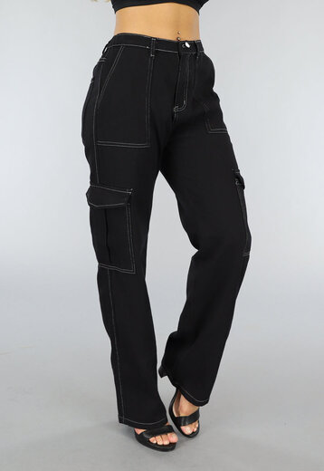 Tall Zwarte Baggy Cargo Broek
