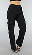 Tall Zwarte Baggy Cargo Broek met Witte Stiknaden