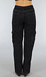 Tall Zwarte Baggy Cargo Broek met Witte Stiknaden