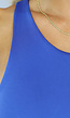 Blauwe Elastische Bodysuit met Hoge Kraag