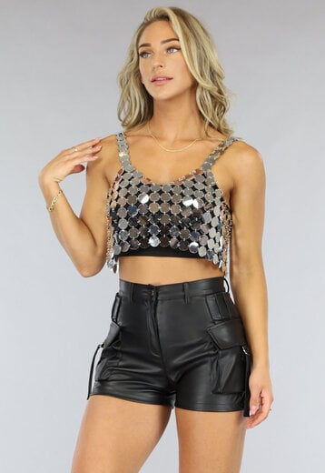 NEW1907 Zilveren Coin Crop Top