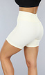 Beige Ribstof Sport Short