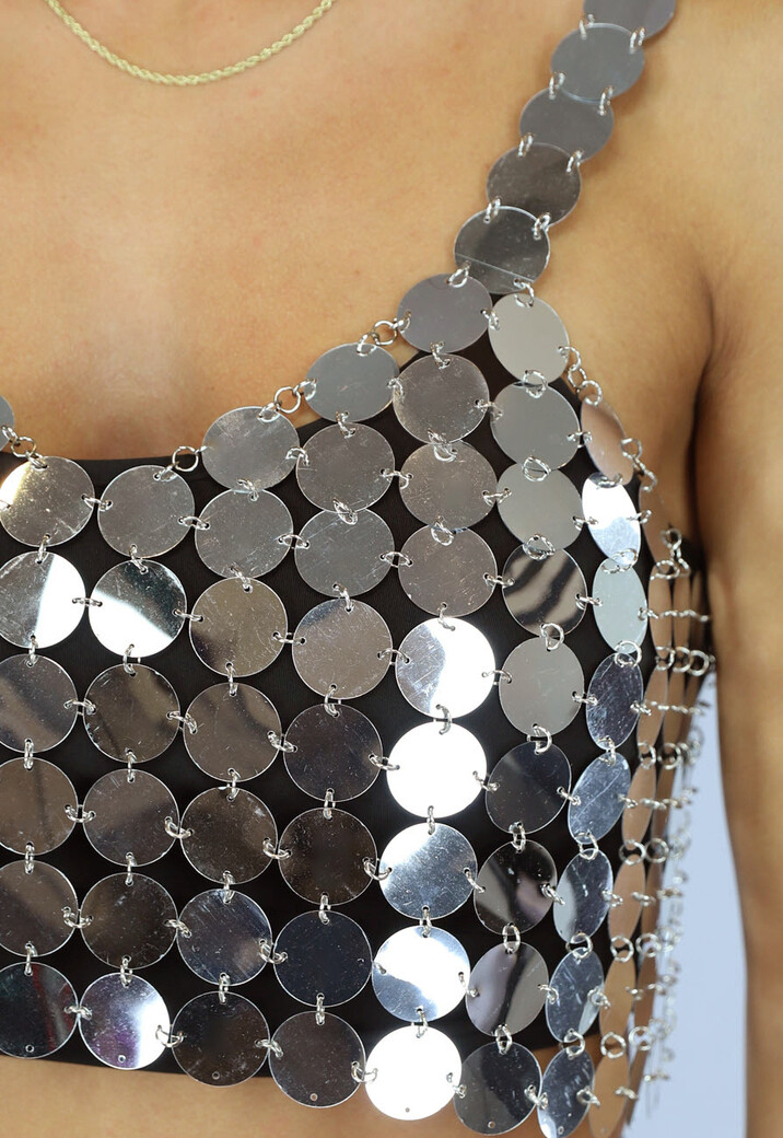 Zilveren Coin Crop Top