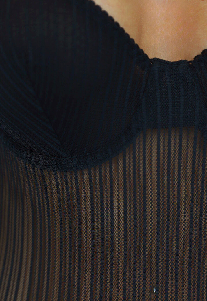 See Through Bodysuit met Strepen