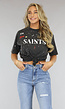 Antraciet Saints T Shirt met Verfvlekken