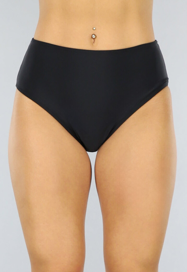 Zwart High Waist Bikinibroekje met Scrunch