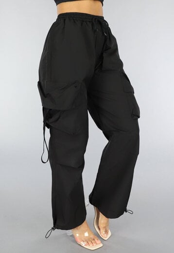 NEW2607 Zwarte Parachute Cargo Broek