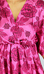 Fuchsia Satin Bloemen Overslag Jurk