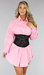 Zwarte Verstelbare Underbust Korset met Kanten Overlay