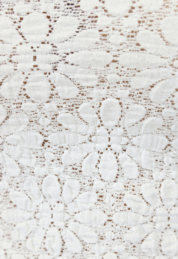 Witte Bodycon Jurk met Bloemen Reliëf