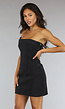 Zwart Strapless Denim Jurkje