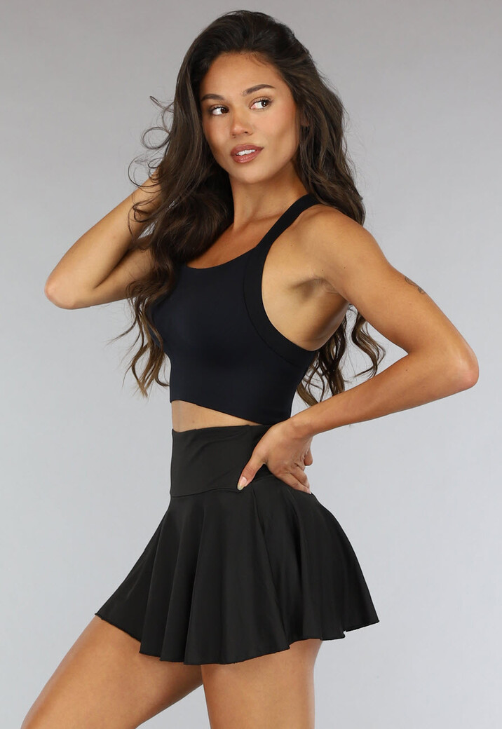 Zwart Elastisch Tennisrokje met Ingewerkt Broekje