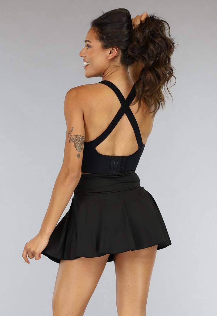 Zwart Elastisch Tennisrokje met Ingewerkt Broekje