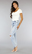 Witte Stretch Crop Top met Ronde Hals