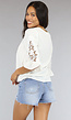 Witte Losse Blouse met Gehaakte Mouwen