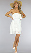 Witte Strapless Layered Jurk met Skaterrok