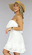 Witte Strapless Layered Jurk met Skaterrok