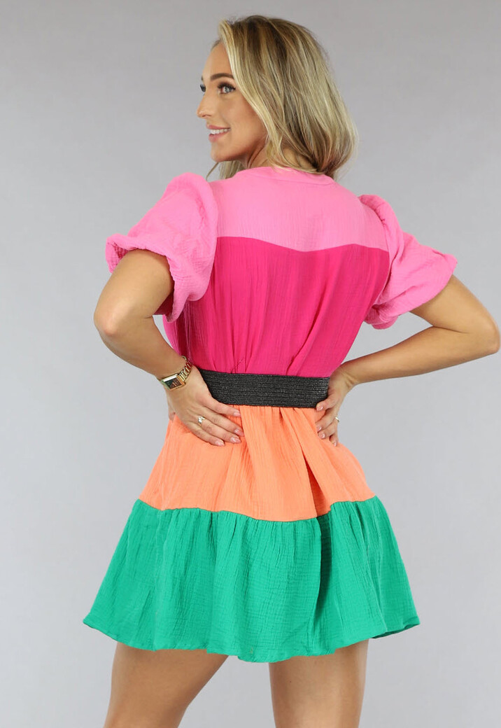 Multicolor Mousseline Blouse Jurk