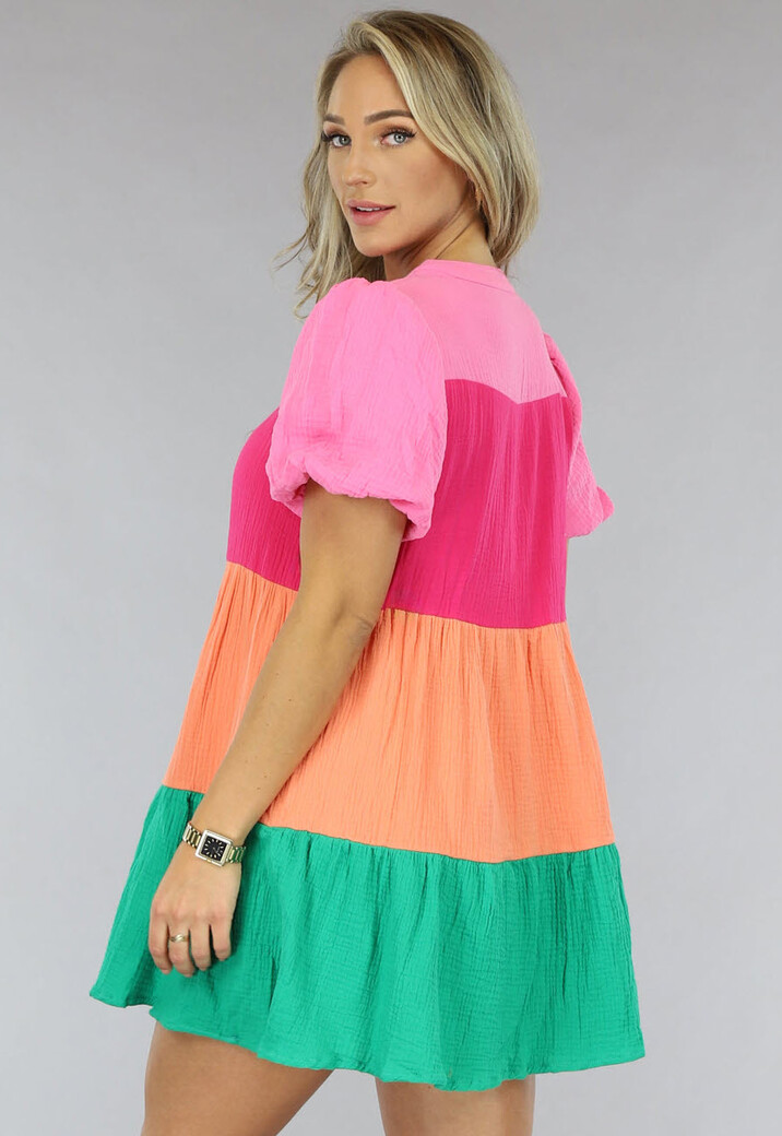 Multicolor Mousseline Blouse Jurk
